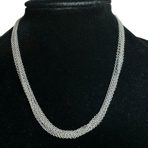 DIOR Multi-Chain Link Silver Choker Necklace and Small Rhinestone Charm Necklace - Picture 5 of 16